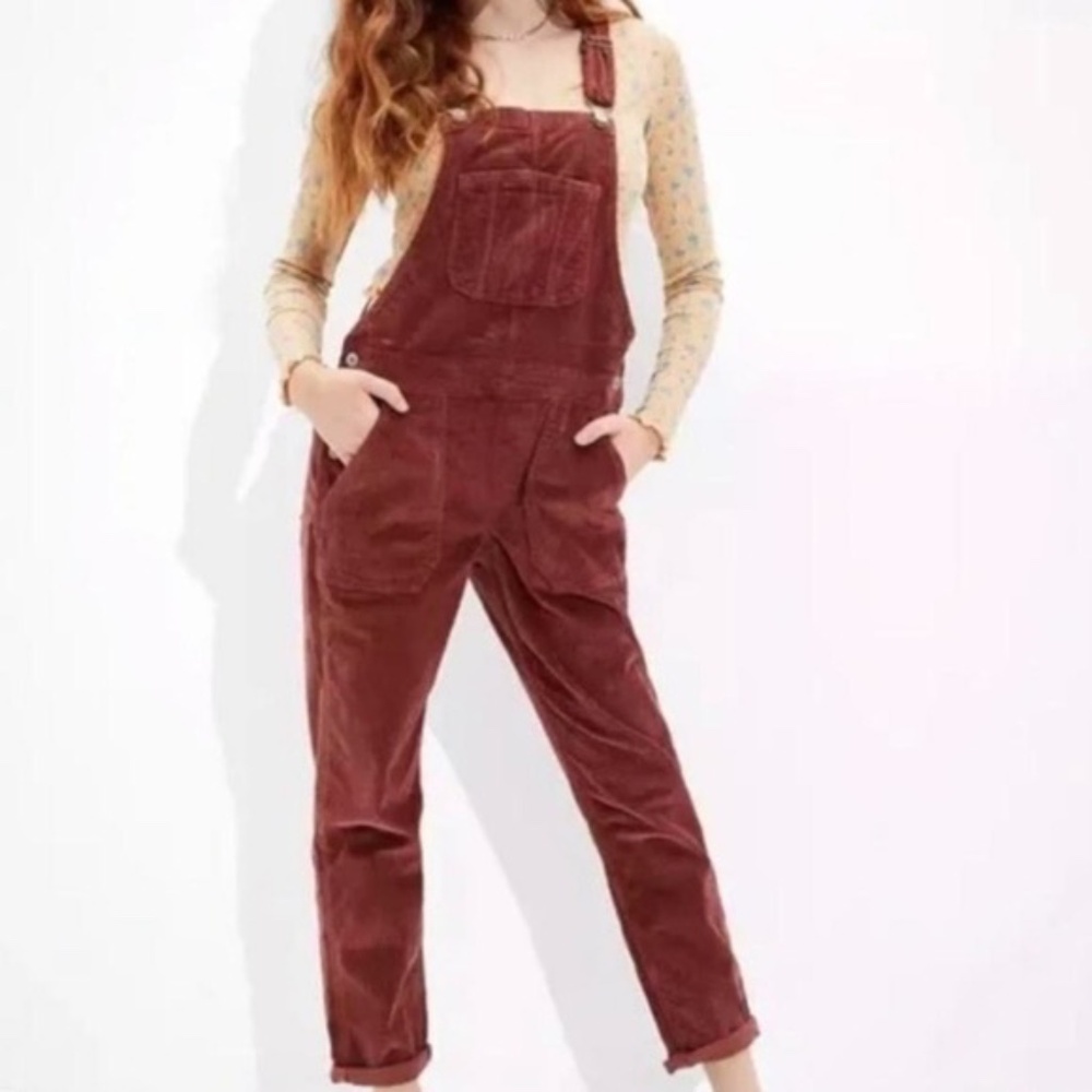 American Eagle Brown Corduroy Overalls